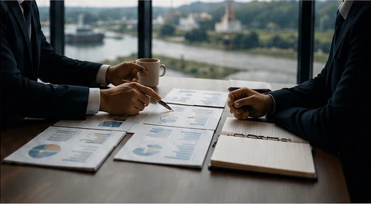 Two people discussing partnership